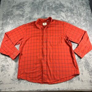 Viyella Mens Plaid Button Down Shirt XL Red Wool Cotton Long Sleeve Casual
